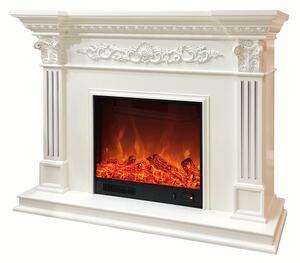 Camino Elettrico da Pavimento 102x120x33 cm Effetto Fiamma 1500W Lisbona mini Bianco
