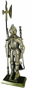 Set Camino 4 Pezzi 53x20 cm Scopino Paletta Attizzatoio e Pinza con Supporto Cavaler Bronzo