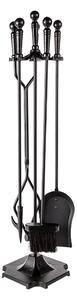 Set Camino 4 Pezzi 78x17 cm Scopino Paletta Attizzatoio e Pinza con Supporto Moon Black Nero