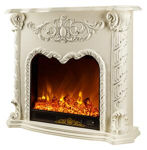 Camino Elettrico da Pavimento 102x120x33 cm Effetto Fiamma 1500W Florence Bianco
