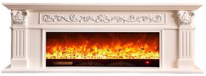 Camino Elettrico da Pavimento 70x200x33 cm Effetto Fiamma 1500W Poseidon Bianco
