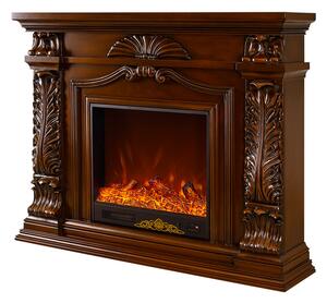 Camino Elettrico da Pavimento 116x150x33 cm Effetto Fiamma 1500W Provance Marrone