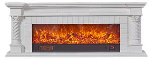 Camino Elettrico da Pavimento 70x150x33 cm Effetto Fiamma 1500W Frankfurt small Bianco