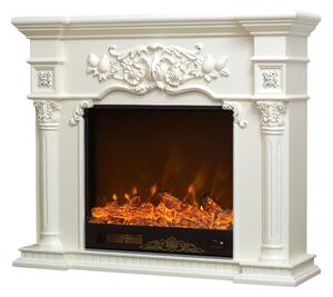Camino Elettrico da Pavimento 102x120x33 cm Effetto Fiamma 1500W Savage mini Bianco
