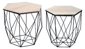 Set Tavolini Hexagon Rovere Nero
