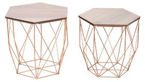 Set Tavolini Hexagon Rovere Rose Gold