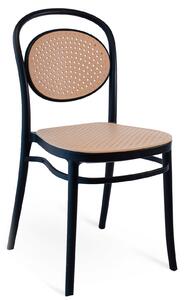 Sedia da Giardino 53x41x85 cm in Polipropilene Cosette Nera/Corda