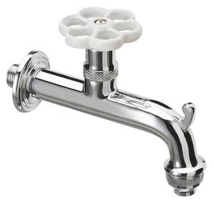Rubinetto per Fontana da Giardino in Ottone Cromato con Ghiera in Tinta Belfer RUB/018 Bianco