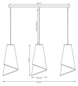 Lampadario a sospensione con cavo MODA 3xE27/15W/230V grigio/nero