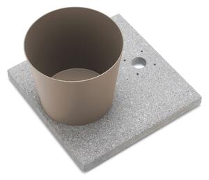 Base con Vaschetta per Fontane con Ghiera Piccola 40x40x5 cm in Cemento Belfer 42/BSE/4 Tortora