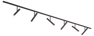 Sistema di illuminazione a binario moderno nero con 6 faretti bronzo scuro monofase - Slimline Avery