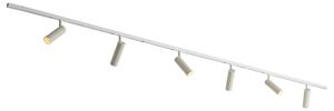 Sistema di illuminazione a binario moderno bianco con 6 faretti beige monofase - Slimline Uzzy