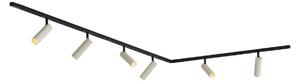Sistema di illuminazione a binario moderno con 6 faretti beige monofase - Slimline Uzzy