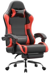 Sedia da gaming, sedia ergonomica, poltrona da gaming con poggiapiedi, capacità di carico fino a 150 kg, sedia da gaming con braccioli regolabili, colore rosso