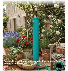 Fontana da Giardino con Due Rubinetti Dimensioni 16x30x85 cm - peso 7,5kg con tubo rubinetto, Garantita contro la ruggine Colore Turchese