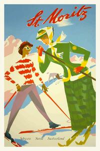 Stampa artistica Vintage Travel Poster Ski Season Snow, (26.7 x 40 cm)
