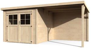 Casetta Box da Giardino per Attrezzi 4,76x2,56m Senza Pavimento con Tettoia in Legno Abete 19mm Paradis NG