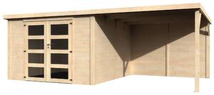 Casetta Box da Giardino per Attrezzi 5,79x3,08m Senza Pavimento con Tettoia in Legno Abete 28mm Delices