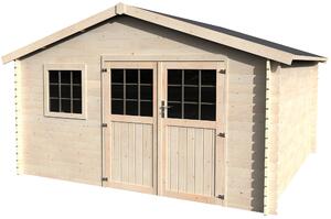 Casetta Box da Giardino per Attrezzi 4,27x4,15m Senza Pavimento in Legno Abete 28mm Floran N1