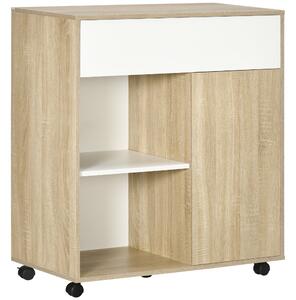 Carrello da Cucina 81x39,6x90,3 cm con Ruote in Legno Naturale