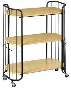 Carrello da Cucina 79x38x95 cm con Ruote in Truciolato e Acciaio