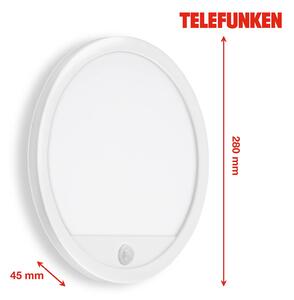 Telefunken Applique esterni sensore Nizza Ø28cm bianco 4.000K