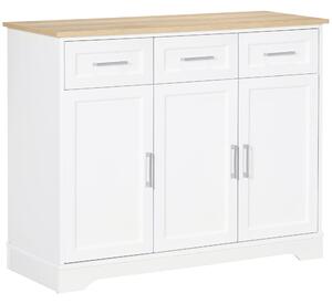 Credenza 3 Cassetti e 3 Ante 101x39x82 cm in MDF e Truciolato Bianco