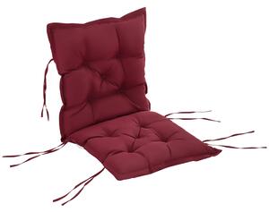 Cuscino per Sedie da Giardino 100x50 cm con Laccetti in Poliestere Rosso