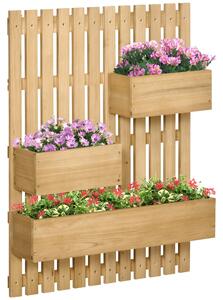 Fioriera da Esterno Verticale 60x16x80 cm Con 3 Vasi in Legno Rimovibili