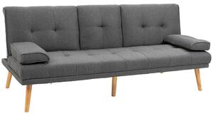 Divano Letto 3 Posti 181x77x72 cm in Tessuto Effetto Lino Grigio scuro