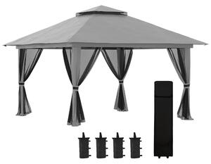 Gazebo da Giardino Pieghevole 392x392x283 cm in Acciaio e Tessuto Oxford Grigio