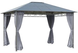 Gazebo da Giardino 3,6x3m Tetto in Policarbonato Grigio