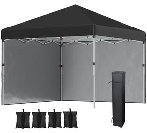 Gazebo da Giardino Pieghevole 297x297x274 cm in Acciaio e tessuto Oxford Nero