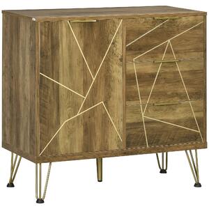 Mobiletto Multiuso 2 Ante 84x39x80,7 cm in Legno e Acciaio Bronzo
