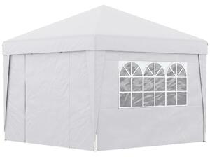 Gazebo da Giardino Pieghevole 3x3m con Design Pop Up e Finestre in Tessuto Oxford Bianco