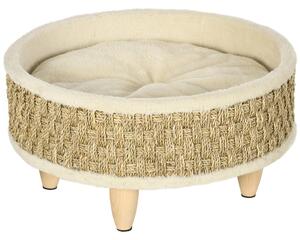 Cuccia per Cani e Gatti Ø48x24,5 cm con Cuscino in Truciolato Beige