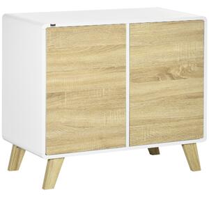 Mobiletto Multiuso 2 Ante 80x40x70 cm in Truciolato Bianco e Quercia