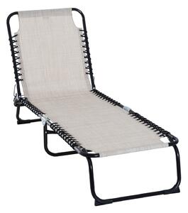 Lettino Prendisole Pieghevole da Giardino 197x58x26 cm in Acciaio e Tessuto Crema e Nero