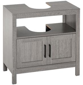 Mobile Sotto Lavabo Bagno 1 Ripiano 2 Ante 60x30x60 cm in Legno Grigio