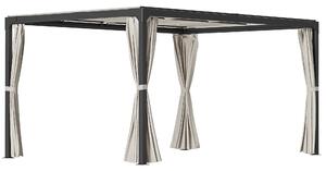 Pergola da Giardino 3x3m con Tende in Alluminio e Acciaio Beige