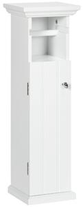 Mobiletto Bagno 21,5x17,8x66,5 cm con Porta Carta Igienica in Legno MDF Bianco