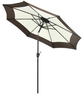 Ombrellone da Giardino Ø265x243 cm Tessuto in Poliestere Bianco e Caffè