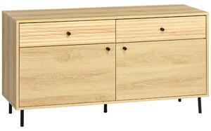 Mobiletto Basso 120x39,5x64 cm in Truciolato e Acciaio Naturale