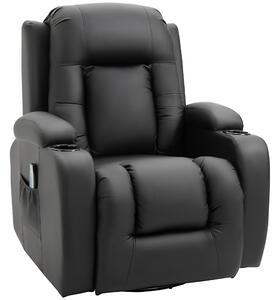 Poltrona Relax Massaggiante 85x94x104 cm Reclinabile in Similpelle Nero