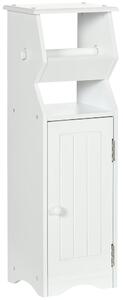 Mobiletto Bagno 19x15x56 cm con Porta Carta Igienica in MDF Bianco