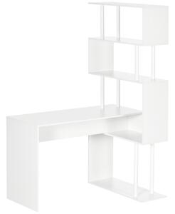 Scrivania Angolare da Ufficio 120x80x176 cm con Libreria in Truciolato Bianco