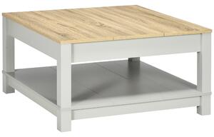 Tavolino da Caffè 80x80x42,5 cm con Ripiano in Truciolato Grigio e Legno