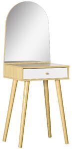 Consolle Trucco 50,5x41x134,5 cm con Specchio e Cassetto in Truciolato Naturale