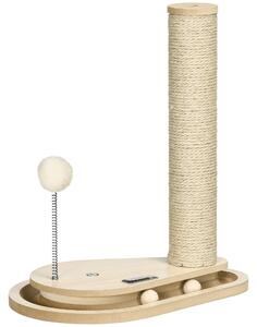 Albero Tiragraffi per Gatti 35x23x40 cm con Pallina Gioco in Truciolato e Iuta Rovere
