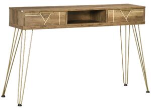 Tavolo Consolle Ingresso 120x29x79 cm in Truciolato e Acciaio Bronzo